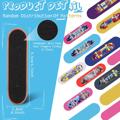 Civaner 10 Pack DIY Kids Finger Skateboard Set with Box, Mini Collectible Finger Toy Kit, Replacement Accessories