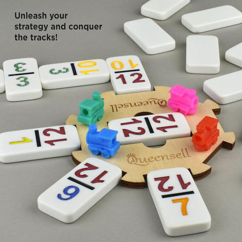 Set 12 Sets Sets 91 Queensell Mexican Train Dominoes with Numbers, Double Dominoes for Adults, Mexican Domino Train