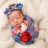 4 Sets Set 4 Moukeren Newborn Receiving Blanket Headband Baby Flower Swaddle Infant Sleepsack Nursery Blankets for Warm