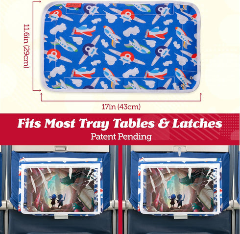 Lusso Gear Tray Table Cover with Pockets, Airplane Travel Essentials for Kids & Adults - Black