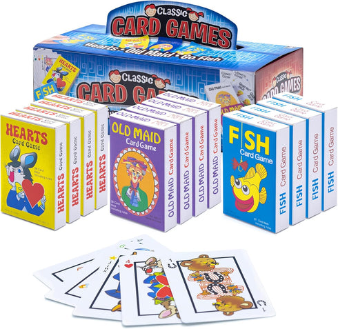 Srenta 12 Pack Kids Card Games - Classic Games for Ages 4-9, Includes Hearts, Go Fish, & Old Maid for Family Game Night