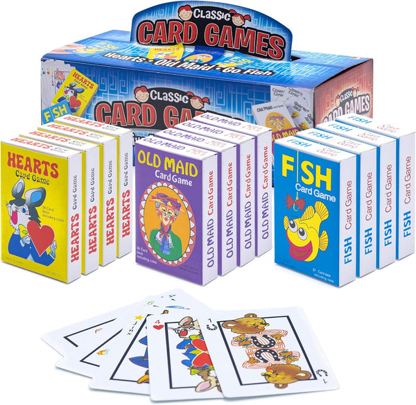 Srenta 12 Pack Kids Card Games - Classic Games for Ages 4-9, Includes Hearts, Go Fish, & Old Maid for Family Game Night