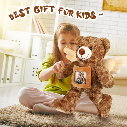 Leyndo Angel Remembrance Bear Plush Stuffed Animal with Recorder, 12 Inch Voice Recording Doll and Picture Frame