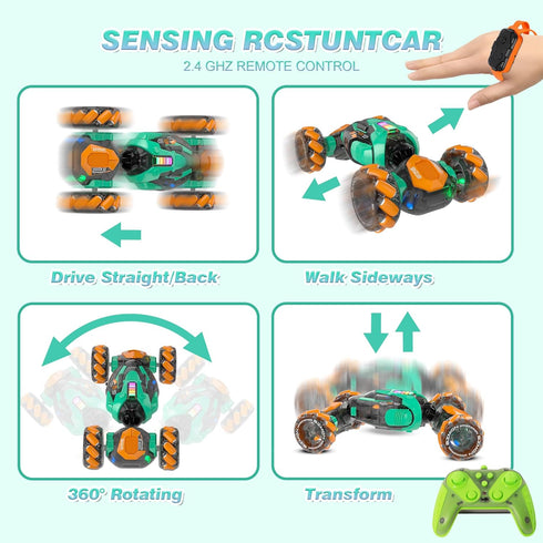 Mamikidlike 6-8-12, 360 4WD 7 9 10 11 12 Gesture Sensing RC Stunt Car - Boys Toys Age Rotating Hand Controlled Remote