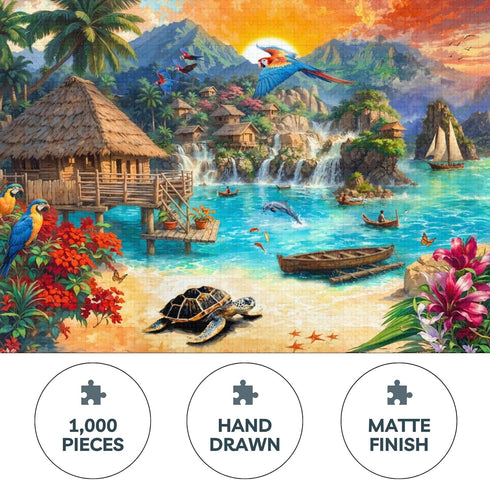 1000 Theo's Puzzles Jigsaw Puzzles Piece Puzzle for Adults, Families Dogs Beach Day Pieces Fit Together Perfectly