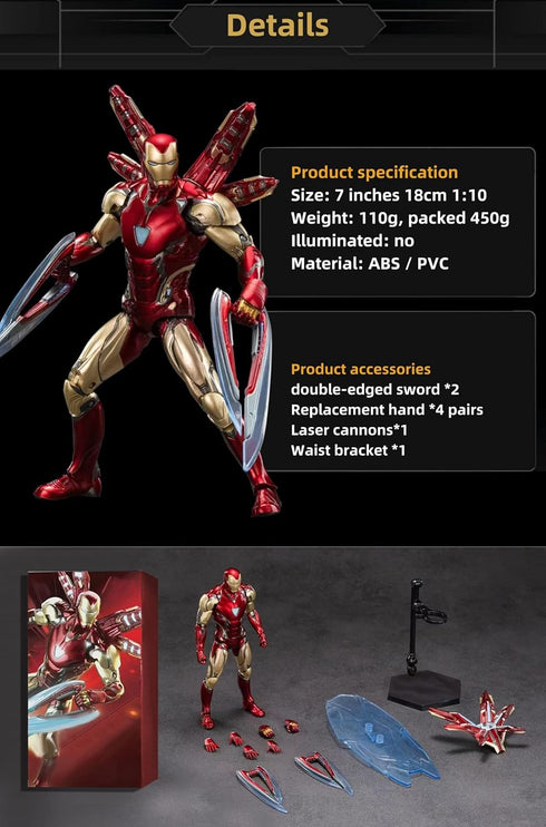 10th Anniversary 7 Inch Deluxe Collector Superhero Action Figure, Metal Painting, 20 Joints (MK85)