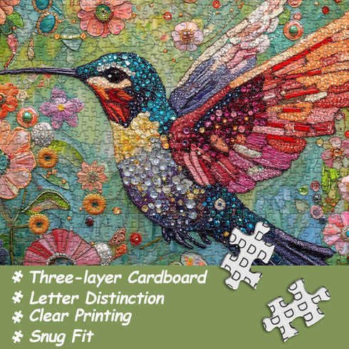 PICKFORU Hummingbird 1000 Puzzles for Adults Pieces, Nature Birds Flower Jewel Art Puzzle, Difficult Crystal Diamond