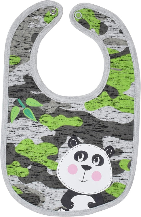 Funstuff Baby Boys 5 Pack Bibs, Lion, Panda, Dinosaur, Tiger, Shark