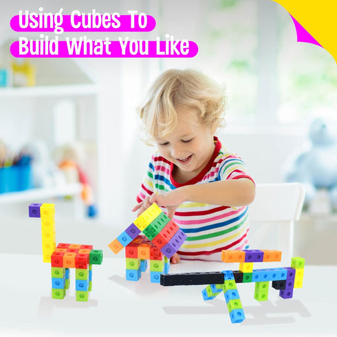 SpriteGru 200PCS Math Linking Cubes, Math Cubes Manipulative Connecting and Counting Snap Blocks for Preschool