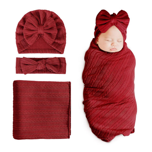 DRESHOW BQUBO Newborn Receiving Blanket Toddler Warm for Girls with Bow Hat