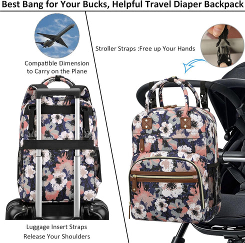 Backpack Diaper Bag Tote for Women Large Capacity, Multifunctional Waterproof Baby Bag with Insulated Pockets For Baby
