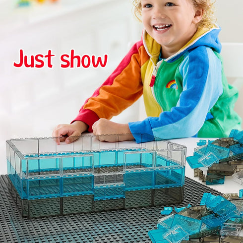 ZHX 72PCS Clear Transparent Window House Building Brick Toy - Classic Flat Plates Pieces Compatible with Major Brands