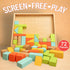 Set, 72 Natural Wood Building Blocks Pastel Color Pieces Castle Construction Blocks with Storage Tray, Educational STEM
