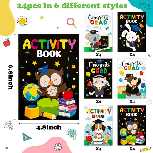 Set BWkoss Kindergarten Graduation Activity Books- Preschool Graduation Theme Mini Games Coloring Booklet for Kids Bulk