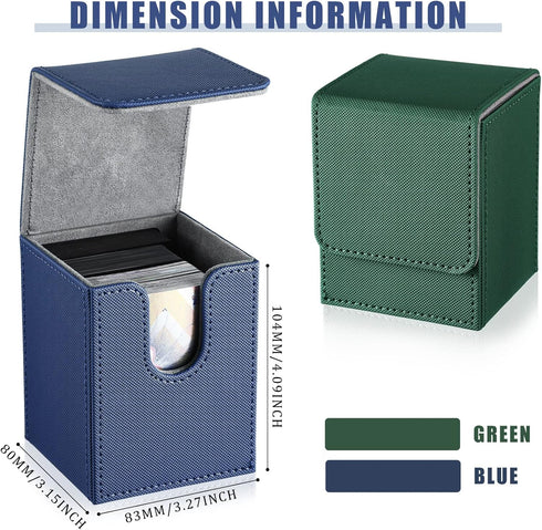 Weewooday 2 Boxes Leather Deck Card Boxes, Large Size for 100 Plus Sleeved Cards, Compatible with MTG TCG
