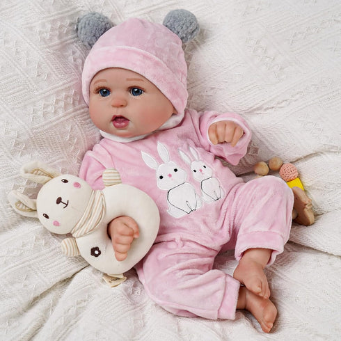 BABESIDE 2 Pcs Reborn Baby Doll Clothes with Hat for 17-22 Inch Baby Dolls, Cute Bunny Pattern Outfits