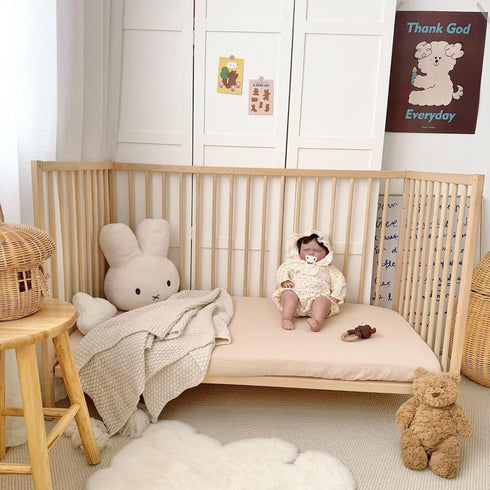 2 Pack 52"x28" BuLuTu Muslin Crib Sheets for Standard Crib Mattress, Cute Rabbit Print Fitted Crib Sheets for Boys
