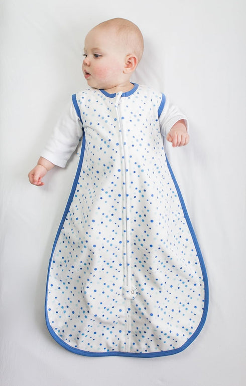 Amazing Baby Microfleece Sleeping Sack, Wearable Blanket with 2-Way Zipper, Use After Swaddle Transition, Playful Dots, Blue, Small 0-6 Month