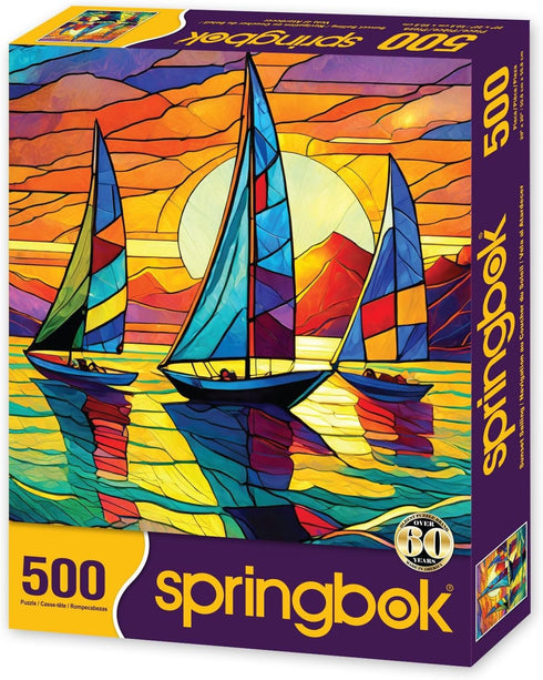Springbok's Sunset Sailing 500 Piece Jigsaw Puzzle for Adults, Unique Cut Pieces, Made in USA