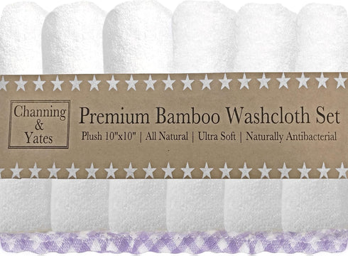 (6-Pack) 2X Channing & Yates Premium Boutique Baby Washcloths - Organic Viscose Made from Bamboo Wash Cloths Thick