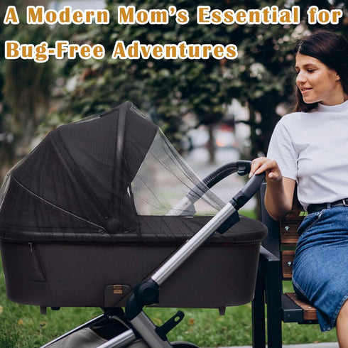 (2 Pack) Pack Baby Stroller Mosquito Net - Durable Mesh Protection for Bassinets, Cradles, Playards, N Plays & Portable