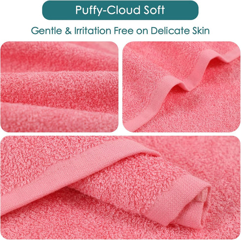 6 Pack, 10x10 inch Baby Washcloths Heavenly Soft Pink Wash Cloths for Face and Body, Gentle & Safe Face Towel on