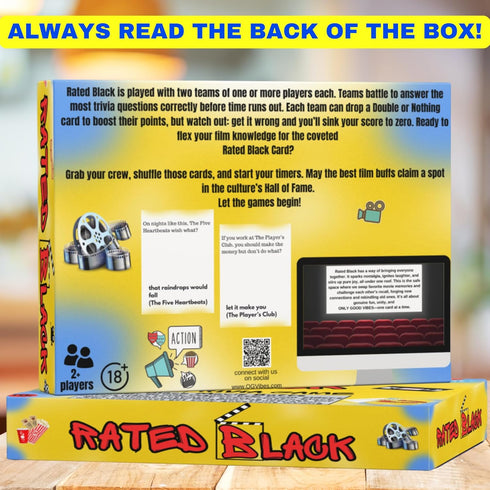 Rated Black Card Game for Adults - Black Game Night Trivia for the Culture - African American Films - From Hood Movies