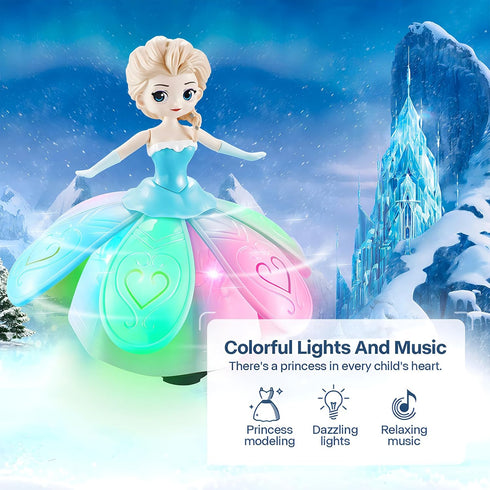 Dancing Princess Interactive Spin Robot Toys for Girls 4-6, Colorful Flashing Lights & Music, Birthday Gift