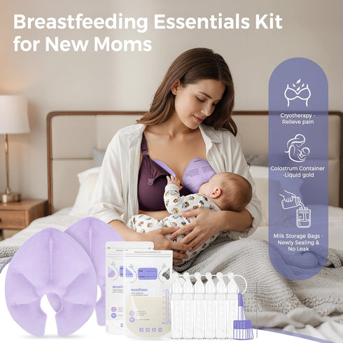 60-Piece Set 50 Packs Breastfeeding Care Kit for Nursing Moms, Complete Gift with Milk Collector, Storage Bags