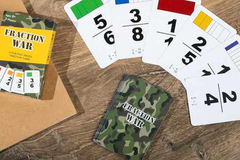 Fraction War Fun Math Game for 2nd to 5th Grade - Learn, Compare, Simplify Fractions (1 Pack) - Standard Edition