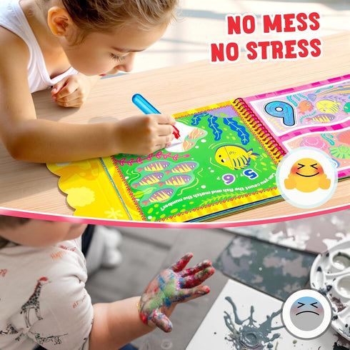 2 Packs 3-5, 28 JoyCat Reusable Water Coloring Book for Toddlers Pages Alphabet & Number Tracing Magic Water Drawing