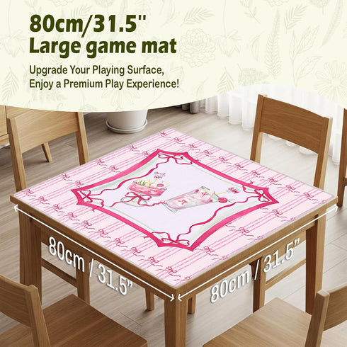 VIIJJUE 31.5 31.5 Coquette Pink Bow Mahjong Mat x in, Cute Girly Pink Drink Mahjong Mat for Table, Non-Slip Noise