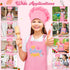 Set 2Pcs R HORSE Kid Apron and Chef Hat - Pink Baking Princess Adjustable Children Kitchen Toddler Apron for Girls