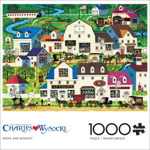 Buffalo Games - Charles Wysocki - Shops and Buggies - 1000 Piece Jigsaw Puzzle for Adults Challenging Puzzle Perfect for Game Nights - Finished Puzzle Size is 26.75 x 19.75