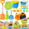 Collapsible Beach Sand Toys Set for Kids - Includes Bucket, Mesh Shovel,