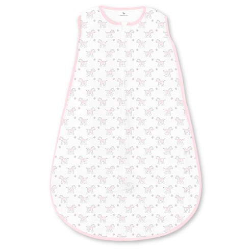 Amazing Baby Cotton Sleeping Sack, Wearable Blanket with 2-way Zipper, Pink Tiny Zebras, Medium (6-12 mo)