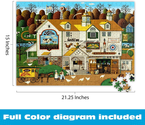 500 21.25 15.00 Buffalo Games Charles Wysocki The Farm Piece Jigsaw Puzzle for Adults -Challenging Puzzle Perfect