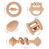 6 TOWO Wooden Rattles Maracas Baby Toys Months-Organic Eco Toys for Infant Grasping Teething Natural Tether Musical