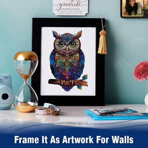 300pcs 17.2"11.2" Wooden Jigsaw Puzzles for Adults, Unique Shaped Animal Wood Puzzles Adult, Owl Wooden Puzzles