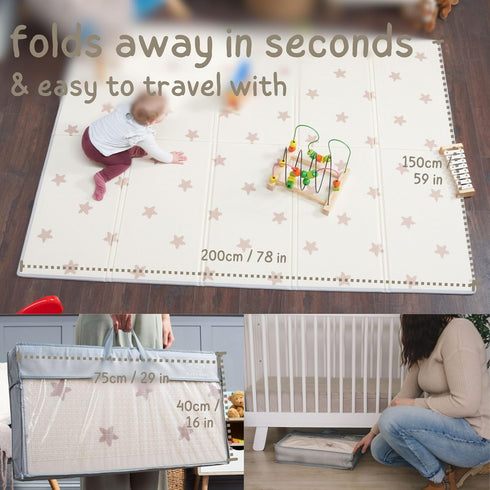 79 59 Inches) Bubba Bear Baby Play Mat, Thick Foam with Pattern Design, Foldable Waterproof Padded Crawling Mat