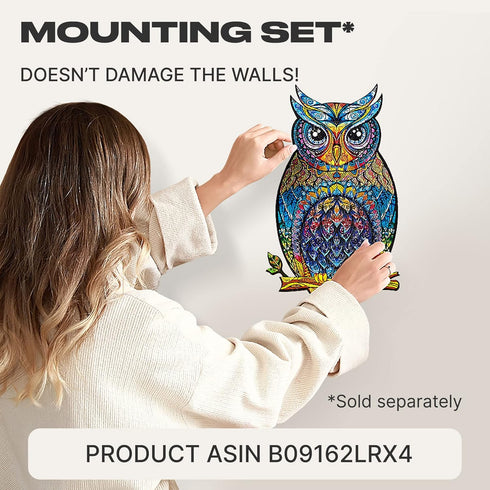 UNIDRAGON Original Wooden Jigsaw Puzzles, Charming Owl, 186 Pieces, Medium Size 8.3"x13.8", Beautiful Gift Package,
