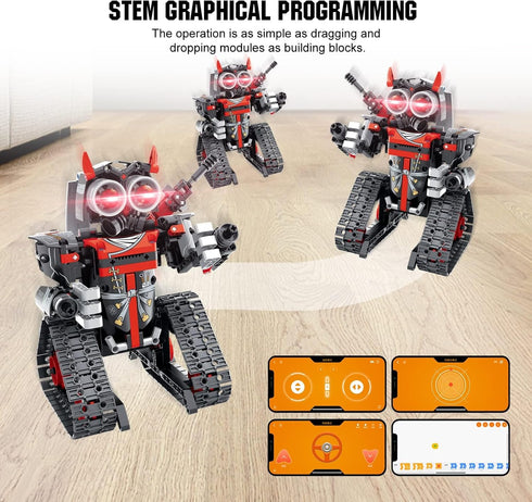 EXCOUP 6-12, 3-in-1 419 Set Remote Control Robot Building Kit for Boys STEM Remote & APP Controlled Coding Gear
