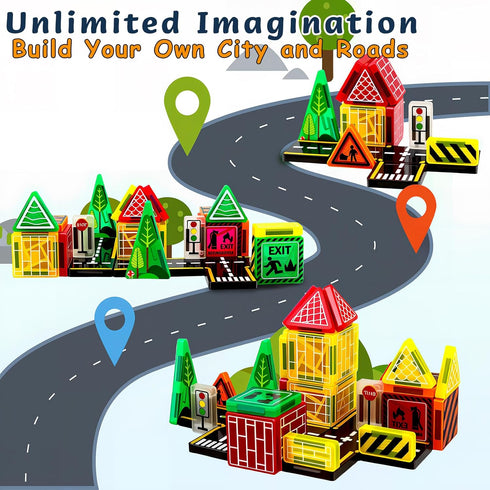 Tiles,42PCS 3+,Magnet Magnetic Magnetic Building Blocks with Metal Storage Box,Magnetic Tiles for Kids Ages Tiles