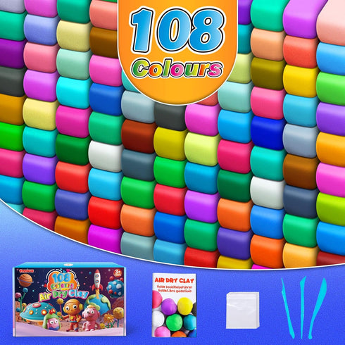 108 3 4 5 6 7 8+ Magic Clay - Air Dry Clay Colors, Modeling Clay for Kids with Tools, Soft & Ultra Light, Toys Gifts