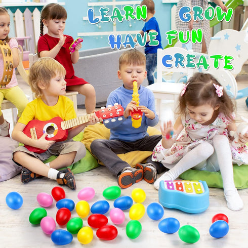 100 Pieces Egg Shakers Musical Instruments, Plastic Easter Egg Shaker for Kids Toys, 5 Colors