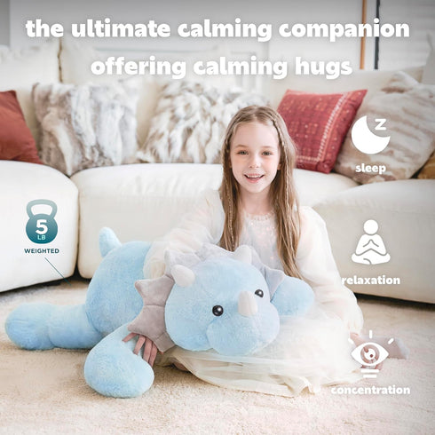 5 lbs Toy,30 inches IKASA Weighted Stuffed Animal Triceratops Dinosaur Plush Giant Large Big Jumbo Soft Toys, Huge Size