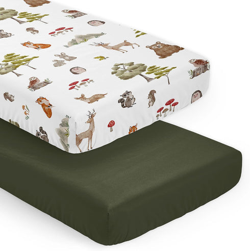 Sweet Jojo Designs 2-Piece Baby Crib Sheets Set (Woodland Animals) for Boys