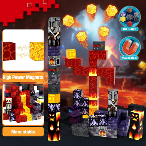 SHXYKZ 150 3 4 5 6 7 8 9 10 PCS Magnetic Blocks Toys for Kids, Dungeon-Themed Building Blocks, Stacking Magnets, STEM