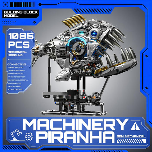 Myth Qholve Mechanical Piranha Building Block Kit Hand-Crank Gear Multi-Joint Motion Toy for Boys, Girls