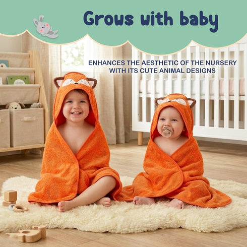 100% 3D Mother's Choice Organic Cotton Baby Hooded Towel Ultra-Soft & Absorbent Baby Bath Towels for Newborn